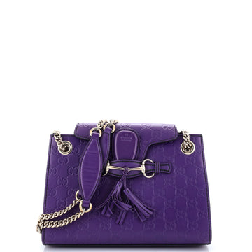 Gucci Emily Chain Flap Shoulder Bag Guccissima Leather Small