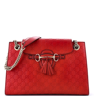Gucci Emily Chain Flap Shoulder Bag Guccissima Leather Large