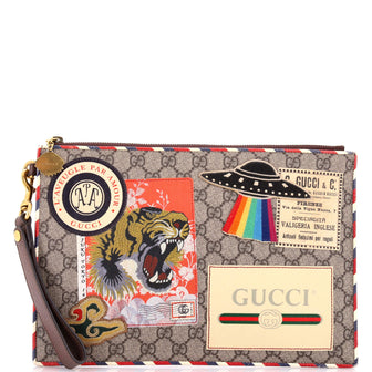 Gucci Courrier Pouch GG Coated Canvas with Applique