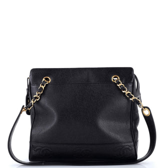 Chanel Vintage Stitched CC Shoulder Bag Caviar Small