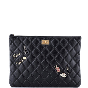 Chanel Lucky Charms Reissue 2.55 O Case Clutch Quilted Aged Calfskin Medium