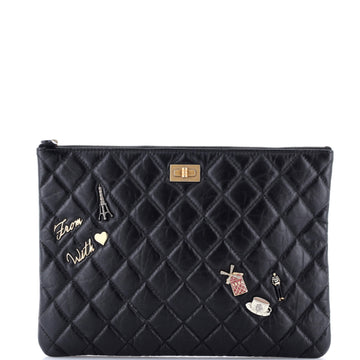 Chanel Lucky Charms Reissue 2.55 O Case Clutch Quilted Aged Calfskin Medium