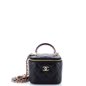Chanel Classic Top Handle Vanity Case with Chain Quilted Lambskin Mini
