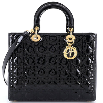 Christian Dior Lady Dior Bag Cannage Quilt Patent Large