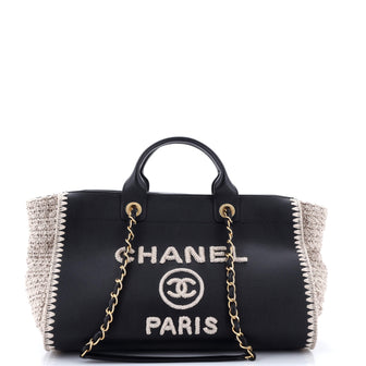 Chanel Deauville Tote Calfskin with Crochet Medium