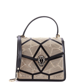 Bvlgari Serpenti Top Handle Bag Chain Embellished Leather Small