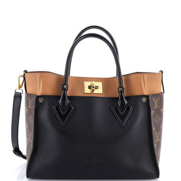Louis Vuitton On My Side Tote Leather with Monogram Canvas MM
