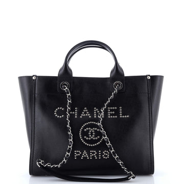 Chanel Deauville Tote Studded Caviar Small