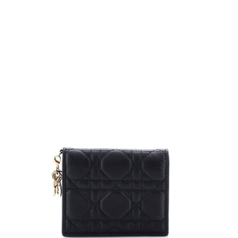 Christian Dior Lady Dior Lotus Wallet Cannage Quilt Lambskin Compact