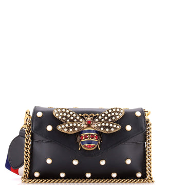 Gucci Broadway Pearly Bee Shoulder Bag Embellished Leather Mini