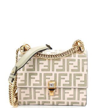 Fendi Kan U Shoulder Bag Zucca Embossed Leather Small