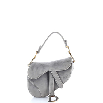 Christian Dior Saddle Handbag Velvet with Crystals Mini