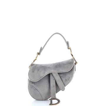 Christian Dior Saddle Handbag Velvet with Crystals Mini