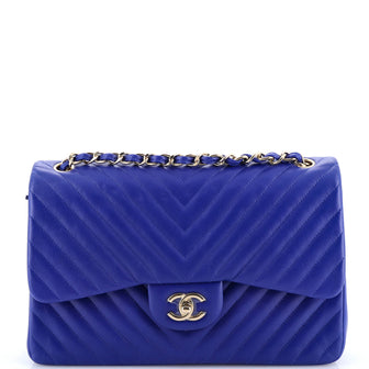 Chanel Classic Double Flap Bag Chevron Lambskin Jumbo