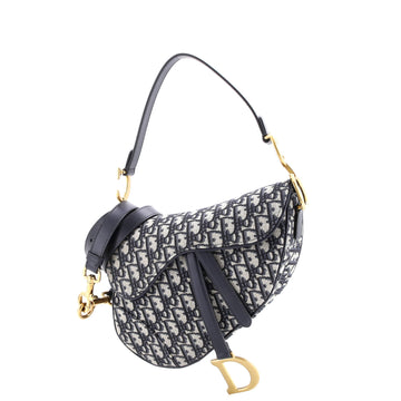 Christian Dior Saddle Handbag with Strap Oblique Canvas Medium