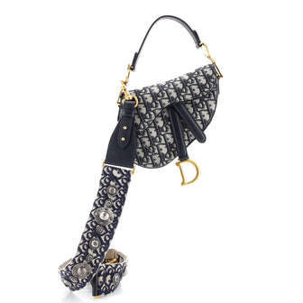 Christian Dior Saddle Handbag with Strap Oblique Canvas Mini