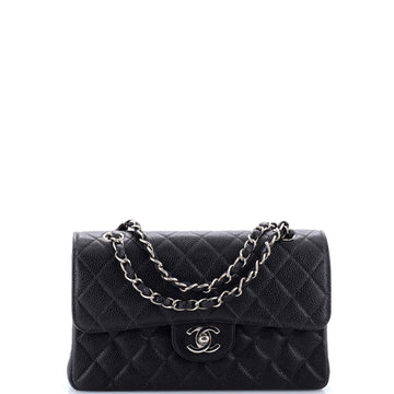 Chanel Vintage Classic Double Flap Bag Quilted Caviar Small
