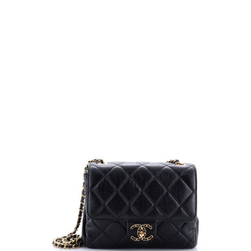 Chanel Chain Woven CC Square Accordion Flap Bag Quilted Lambskin Mini