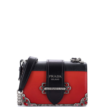 Prada Cahier Chain Crossbody Bag City Calf and Saffiano Small