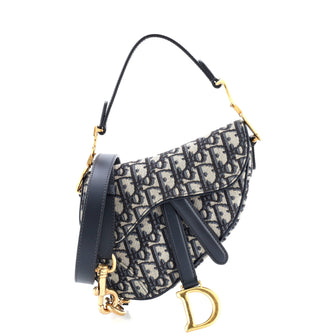 Christian Dior Saddle Handbag with Strap Oblique Canvas Mini