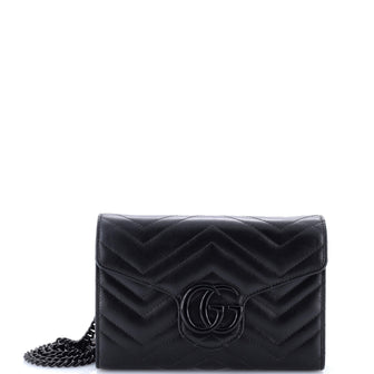 Gucci GG Marmont Chain Wallet Matelasse Leather Mini