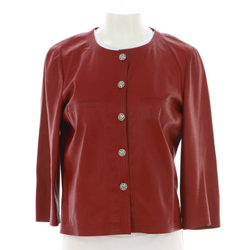 Chanel Women's Cropped Sleeve Button Up Jacket Leather