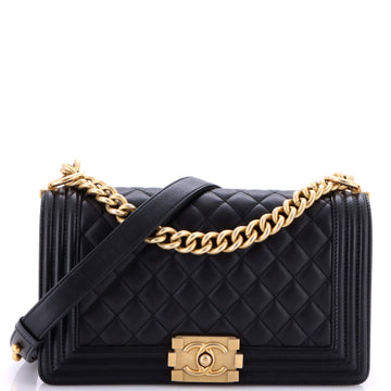 Chanel Boy Flap Bag Quilted Lambskin Old Medium