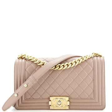 Chanel Boy Flap Bag Quilted Lambskin Old Medium