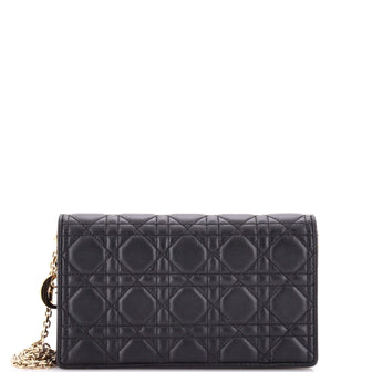 Christian Dior Lady Dior Wallet on Chain Pouch Cannage Quilt Lambskin Long