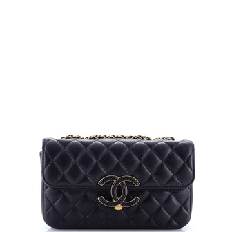 Chanel CC Chic Double Flap Bag Quilted Lambskin Small