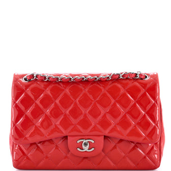 Chanel Classic Double Flap Bag Quilted Patent Jumbo
