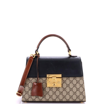 Gucci Padlock Top Handle Bag GG Coated Canvas and Leather Small