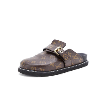 Louis Vuitton Cosy Flat Clog Mules Monogram Canvas and Leather