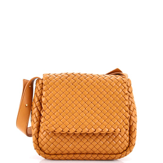 Bottega Veneta Cobble Flap Shoulder Bag Padded Intrecciato Leather Small