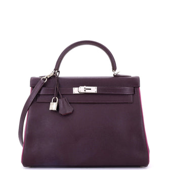 Hermes Kelly Handbag Bicolor Epsom with Palladium Hardware 32