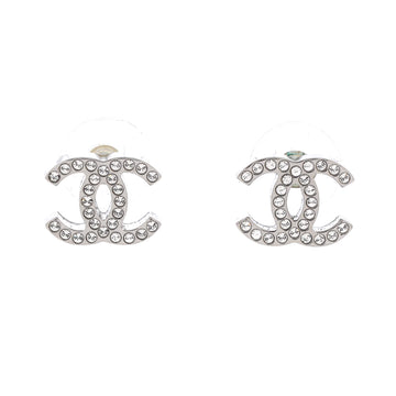 Chanel CC Stud Earrings Metal with Crystals