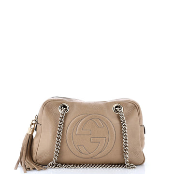 Gucci Soho Chain Zip Shoulder Bag Leather Small