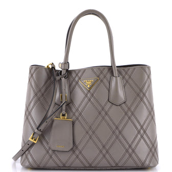 Prada Cuir Double Tote Quilted Leather Medium