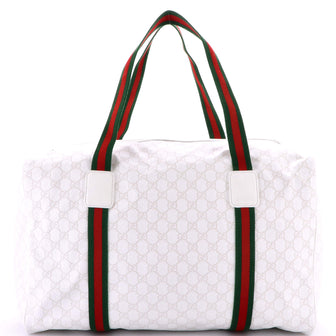 Gucci Web Convertible Duffle Bag GG Coated Canvas Medium