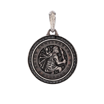 David Yurman St. Christopher Amulet Pendant Pendant & Charms Sterling Silver with Black Diamonds