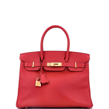 Hermes Birkin Handbag Red Epsom with Gold Hardware 30