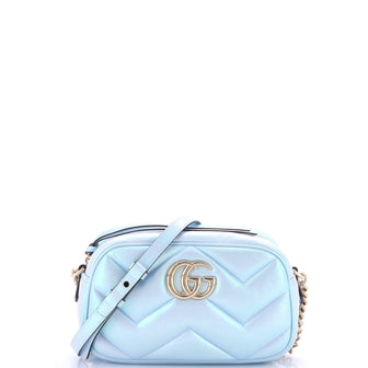 Gucci GG Marmont Shoulder Bag Chevron Iridescent Leather Small