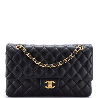 Chanel Classic Double Flap Bag Quilted Caviar Medium