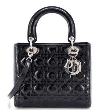 Christian Dior Lady Dior Bag Cannage Quilt Patent Medium