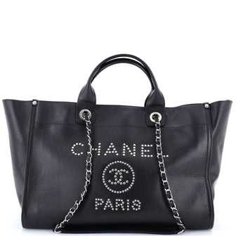Chanel Deauville Tote Studded Caviar Medium