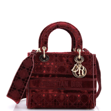 Christian Dior Lady D-Lite Bag Cannage Embroidered Velvet Medium