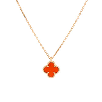 Van Cleef & Arpels Sweet Alhambra Pendant Necklace 18K Rose Gold and Carnelian