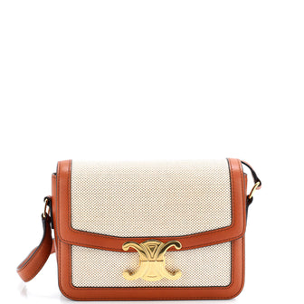 Celine Triomphe Shoulder Bag Canvas with Leather Teen