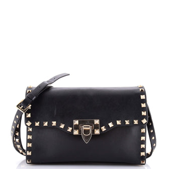 Valentino Garavani Rockstud Flip Lock Flap Bag Leather Medium