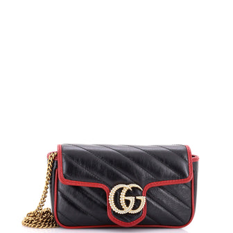 Gucci GG Marmont Flap Bag Diagonal Quilted Leather Super Mini
